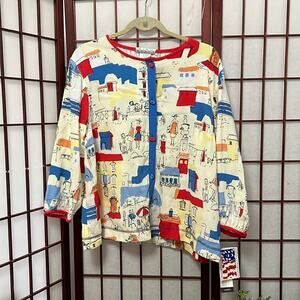 NWT NINO WONG CALIFORNIA‎ PRINTED BLOUSE SIZE LARGE